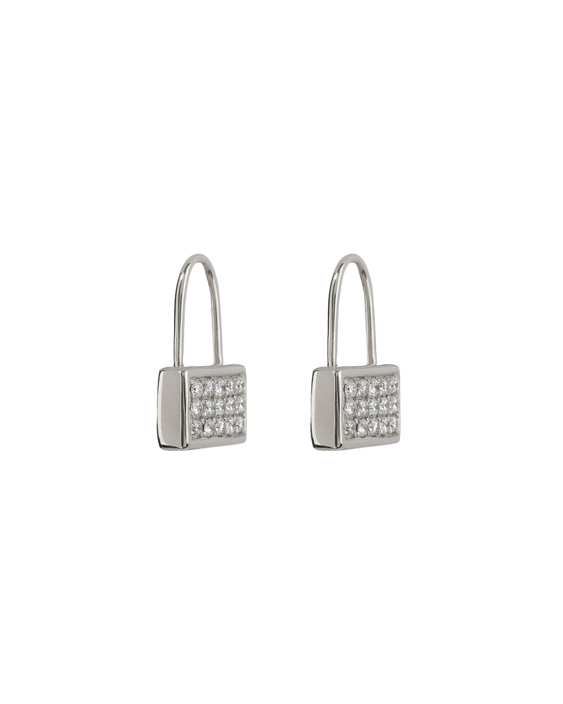 The Mini Pave Padlock Huggies