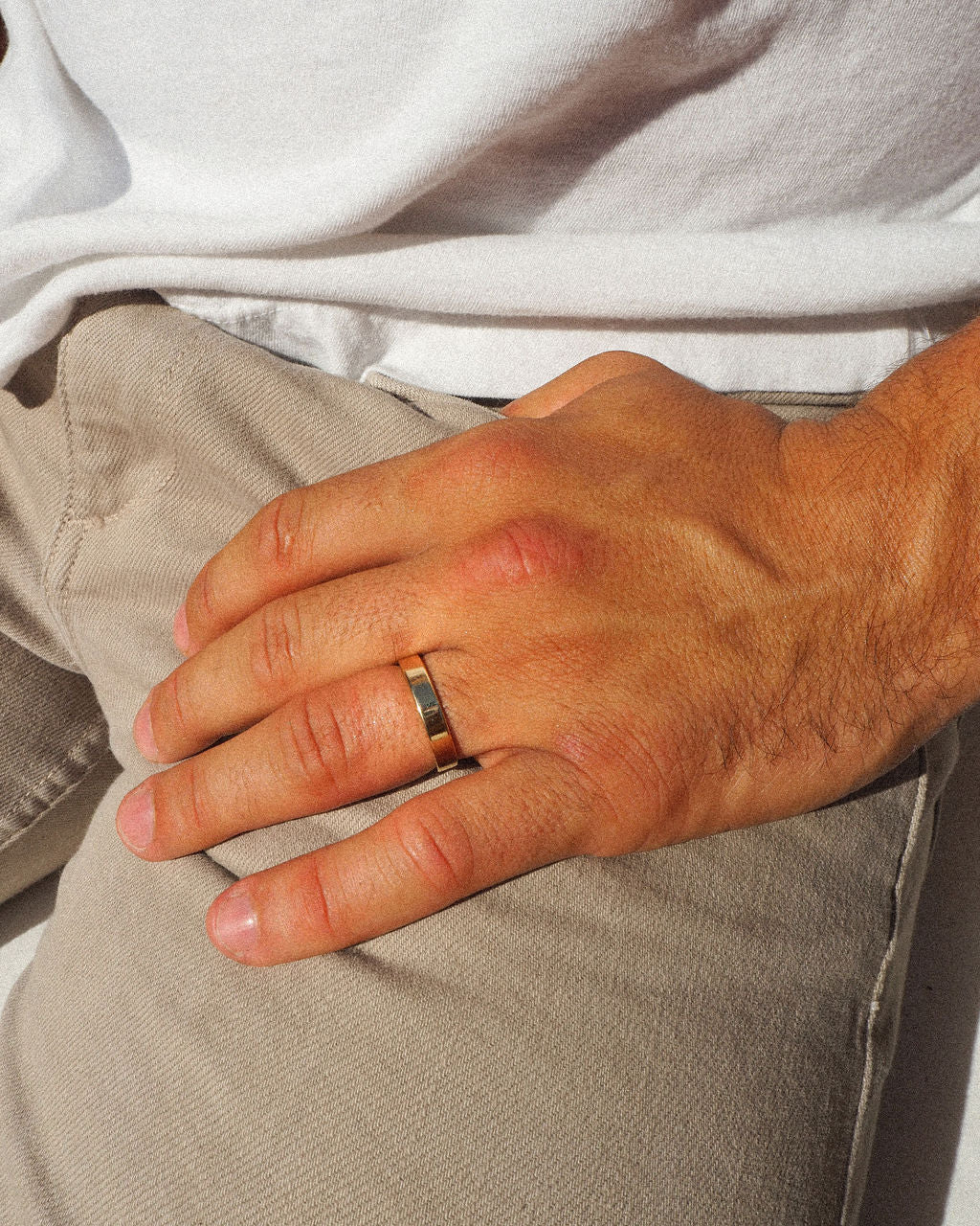 White gold cigar band ring sales