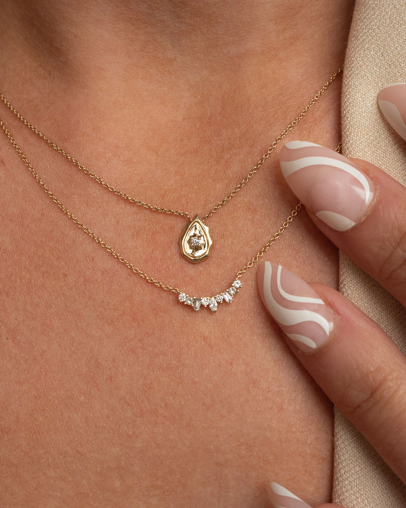 The Geo-Bezel Pear Charm Necklace