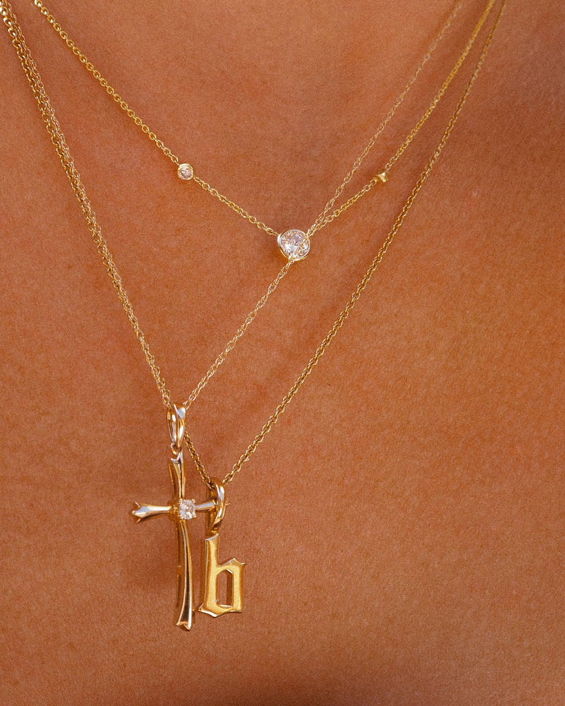 The Gothic Initial Charm Necklace