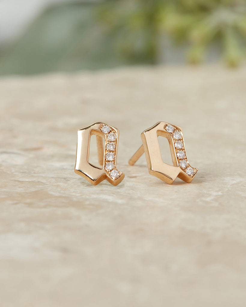 Gold Letter V Earrings Stud, Designer Gold V Earrings