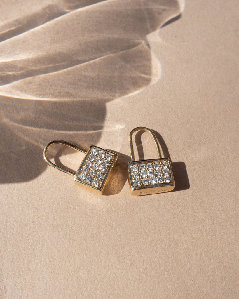 The Mini Pave Padlock Huggies