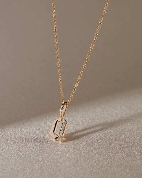 The Pave Gothic Initial Charm Necklace