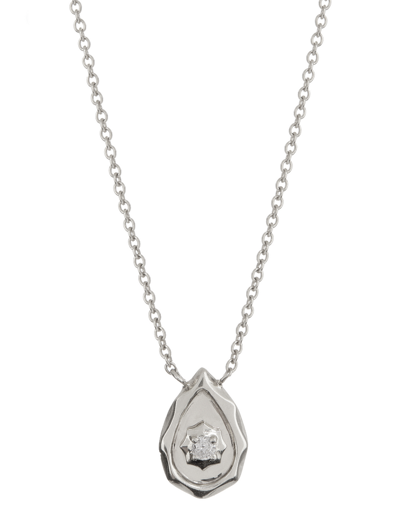 The Geo-Bezel Pear Charm Necklace